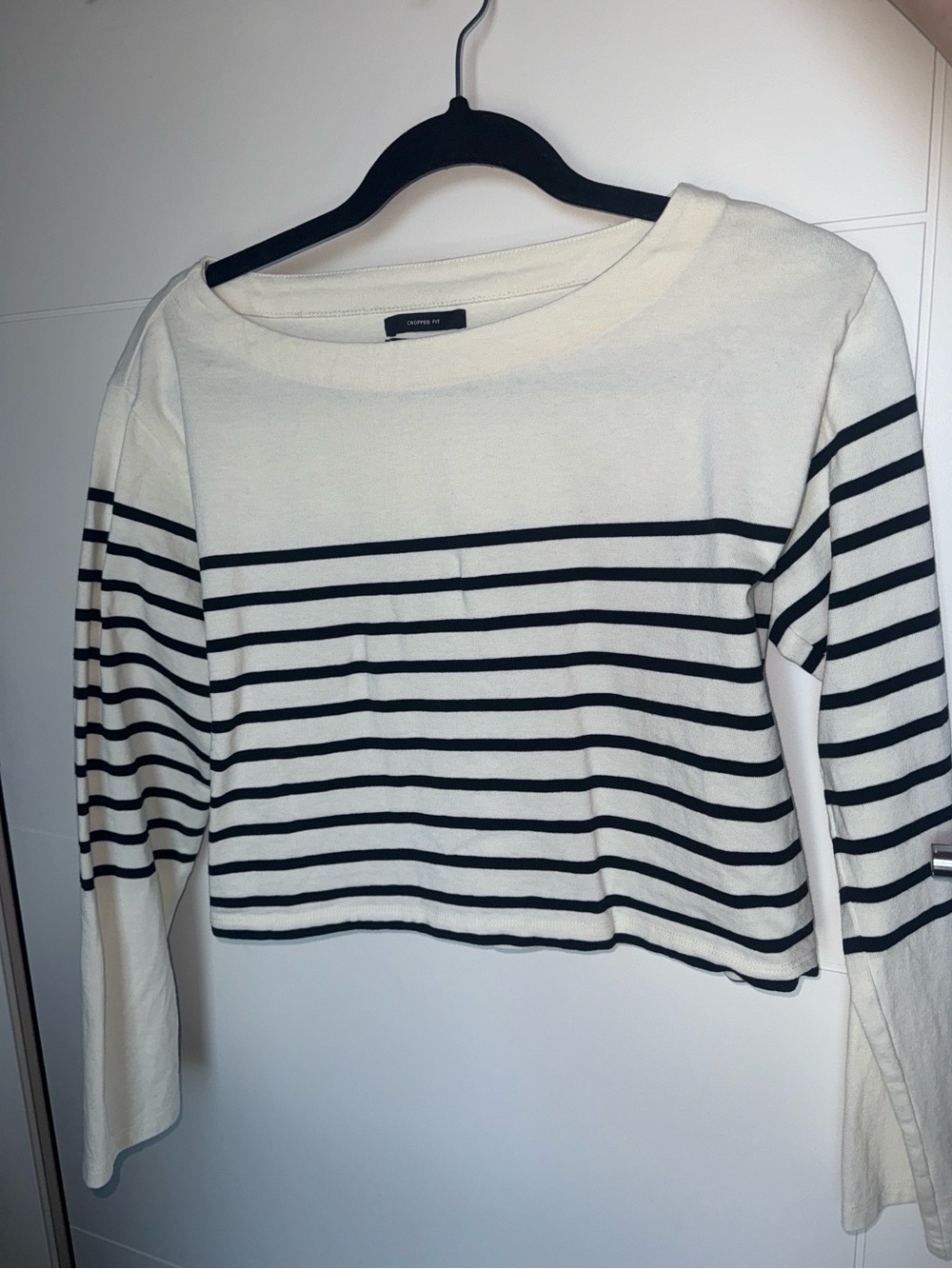 J. Crew off white and Black Striped Long-Sleeve Top